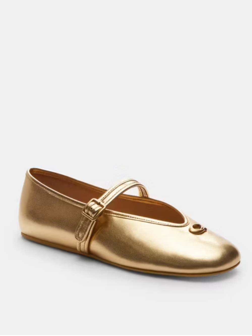 COACH NEW mary jane soft gold flat size 7